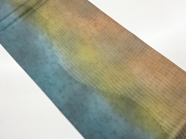 ふくれ織絞り金彩変わり縞模様全通袋帯